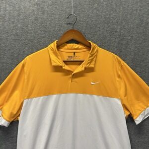 Nike Golf Dri-Fit Polo Shirt Standard Fit Men's Size Medium White And Orange